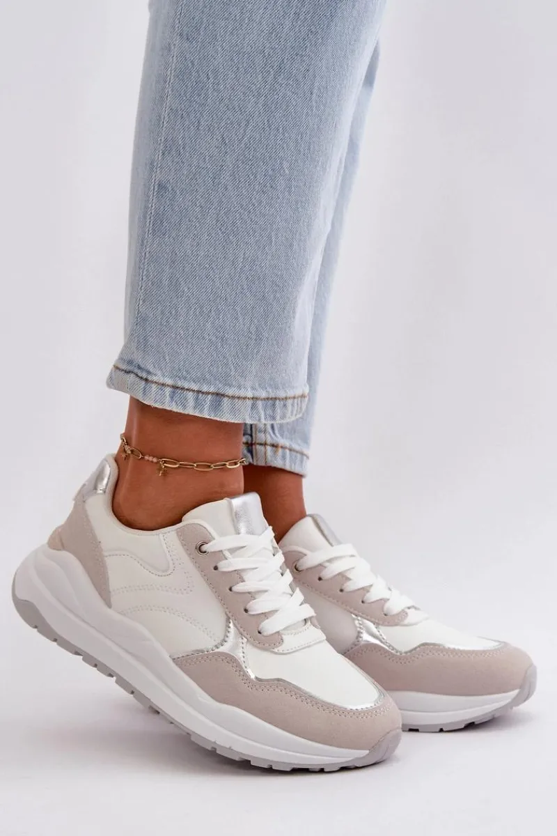 Hot Boto Sneakersy Damskie Na Platformie Z Eko Skóry Białe Issatta