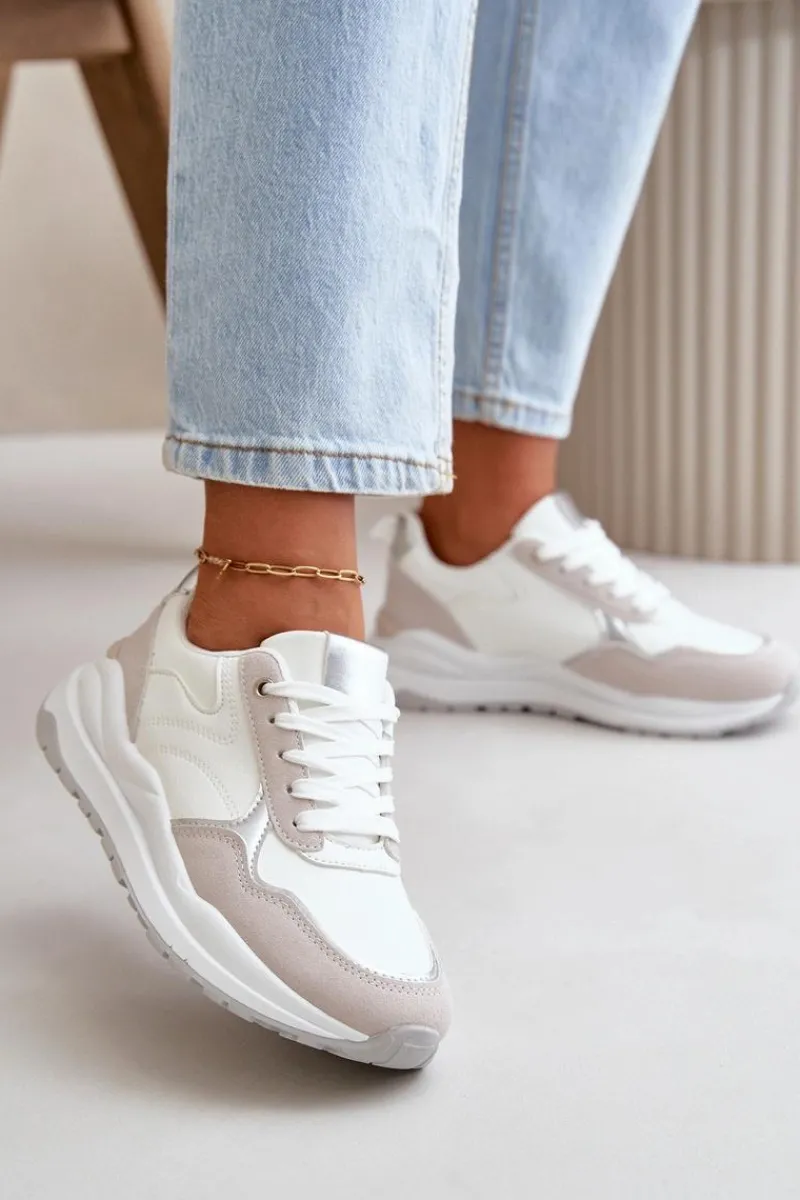 Hot Boto Sneakersy Damskie Na Platformie Z Eko Skóry Białe Issatta