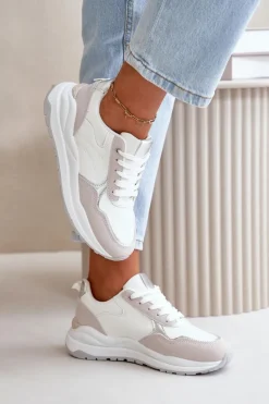 Hot Boto Sneakersy Damskie Na Platformie Z Eko Skóry Białe Issatta