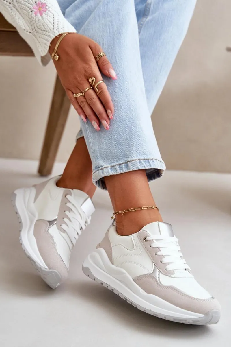 Hot Boto Sneakersy Damskie Na Platformie Z Eko Skóry Białe Issatta