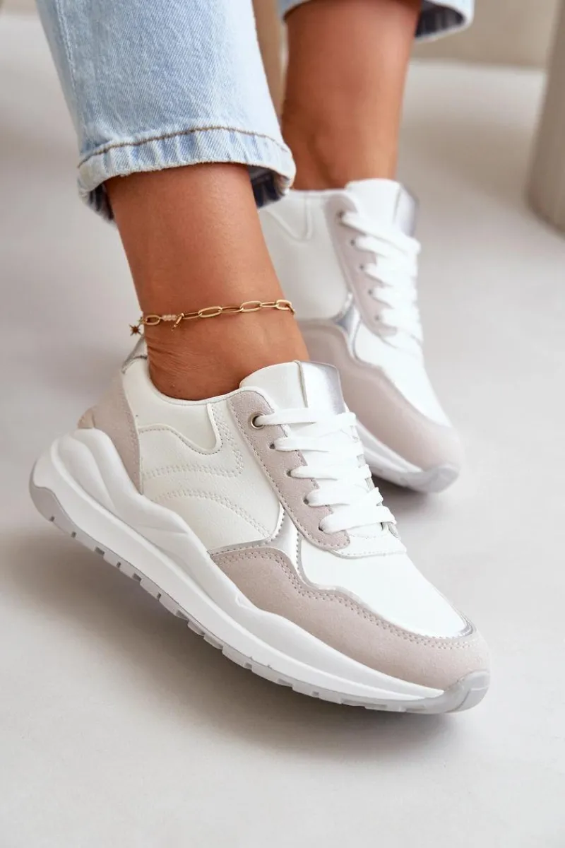 Hot Boto Sneakersy Damskie Na Platformie Z Eko Skóry Białe Issatta