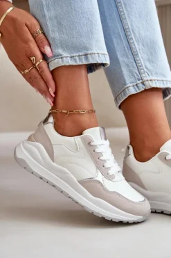 Hot Boto Sneakersy Damskie Na Platformie Z Eko Skóry Białe Issatta