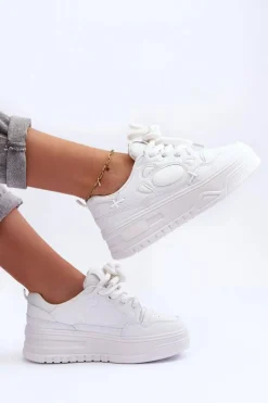 Hot Sneakersy Damskie Na Platformie Białe Finos Damskie Buty Sportowe Na Platformie|Sneakersy Damskie