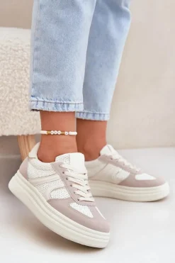 New Sneakersy Damskie Na Platformie Beżowe Lesida Damskie Buty Sportowe Na Platformie|Sneakersy Damskie