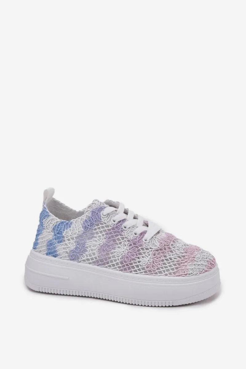Sale Boto Sneakersy Damskie Na Platformie Z Szydełkową Cholewką Multikolor Mirietto Wielokolorowy