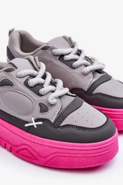 Buty Sportowe Na Platformie|Sneakersy Damskie></noscript>Boto Sneakersy Damskie Na Platformie Szare Finos