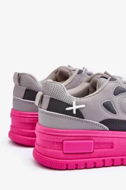Buty Sportowe Na Platformie|Sneakersy Damskie></noscript>Boto Sneakersy Damskie Na Platformie Szare Finos