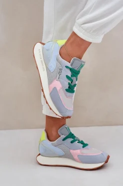 New Big Star Shoes Sneakersy Damskie Na Platformie Memory Foam System Big Star NN274682 Niebieskie