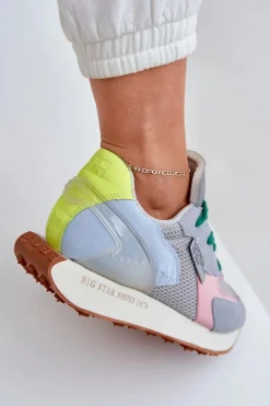 New Big Star Shoes Sneakersy Damskie Na Platformie Memory Foam System Big Star NN274682 Niebieskie