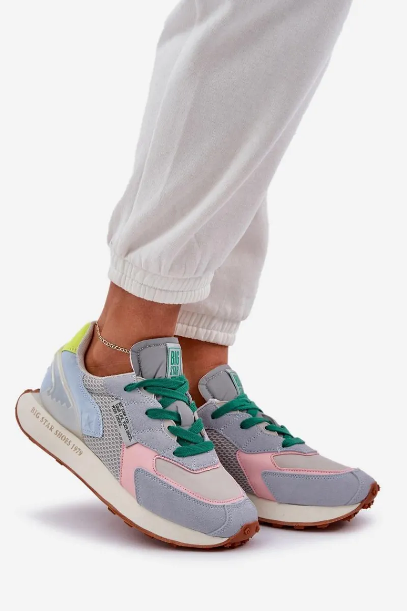 New Big Star Shoes Sneakersy Damskie Na Platformie Memory Foam System Big Star NN274682 Niebieskie