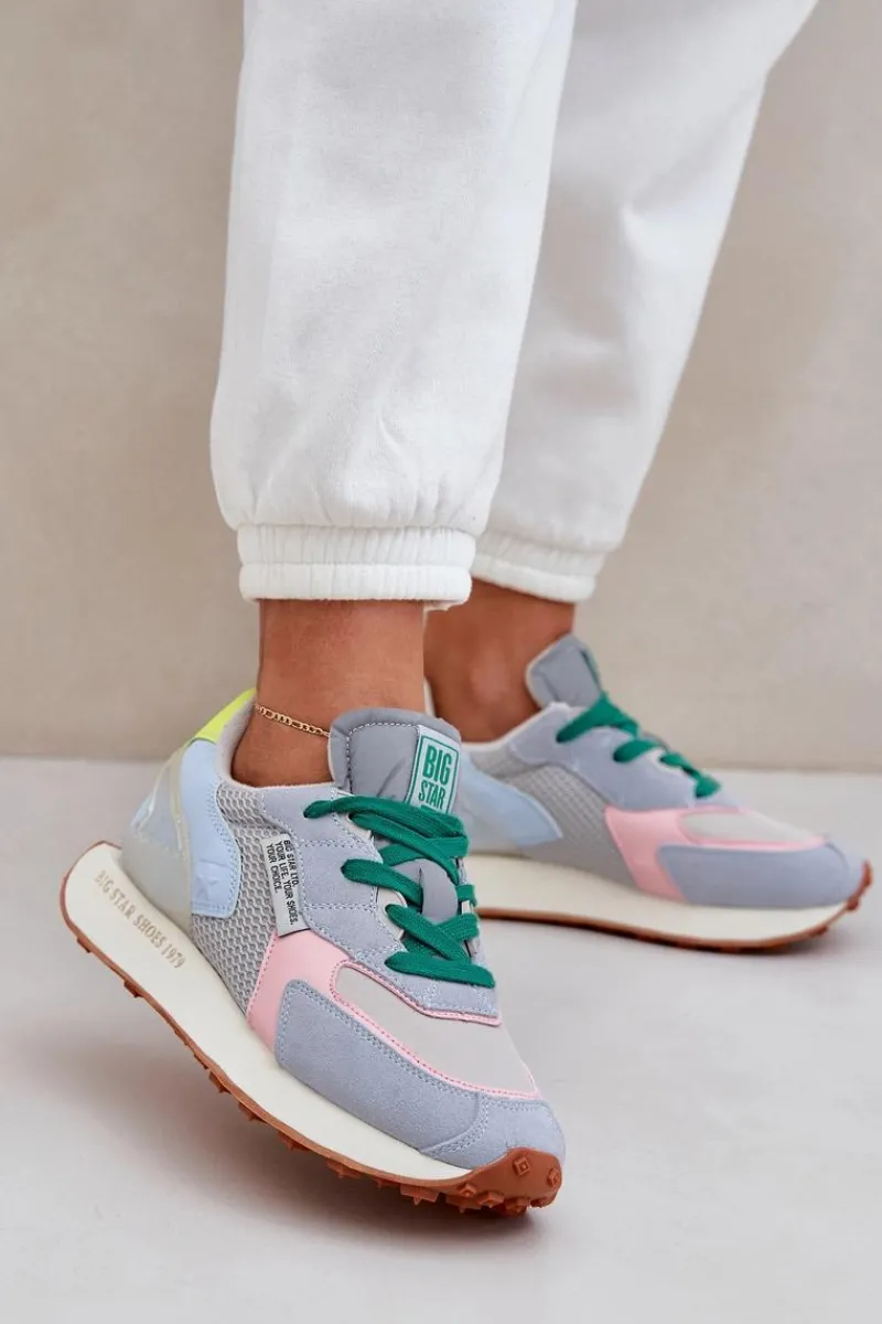 New Big Star Shoes Sneakersy Damskie Na Platformie Memory Foam System Big Star NN274682 Niebieskie