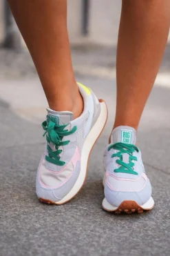 New Big Star Shoes Sneakersy Damskie Na Platformie Memory Foam System Big Star NN274682 Niebieskie