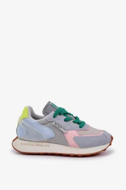 New Big Star Shoes Sneakersy Damskie Na Platformie Memory Foam System Big Star NN274682 Niebieskie