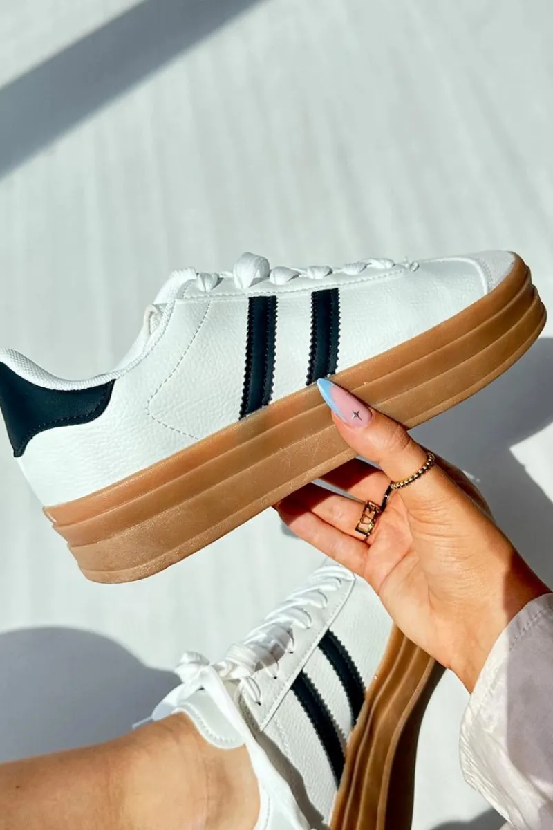 Sneakersy Damskie Na Platformie Białe Egelia Damskie Buty Sportowe Na Platformie|Sneakersy Damskie