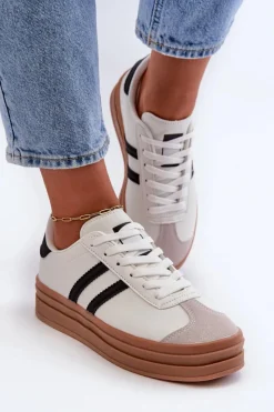 Sneakersy Damskie Na Platformie Białe Egelia Damskie Buty Sportowe Na Platformie|Sneakersy Damskie