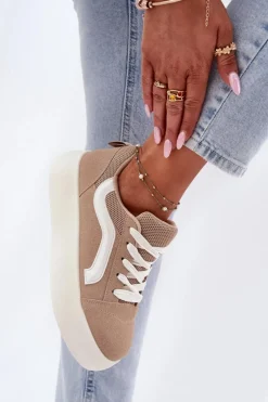 Sneakersy Damskie Na Platformie Khaki Tellnira Damskie Buty Sportowe Na Platformie|Sneakersy Damskie