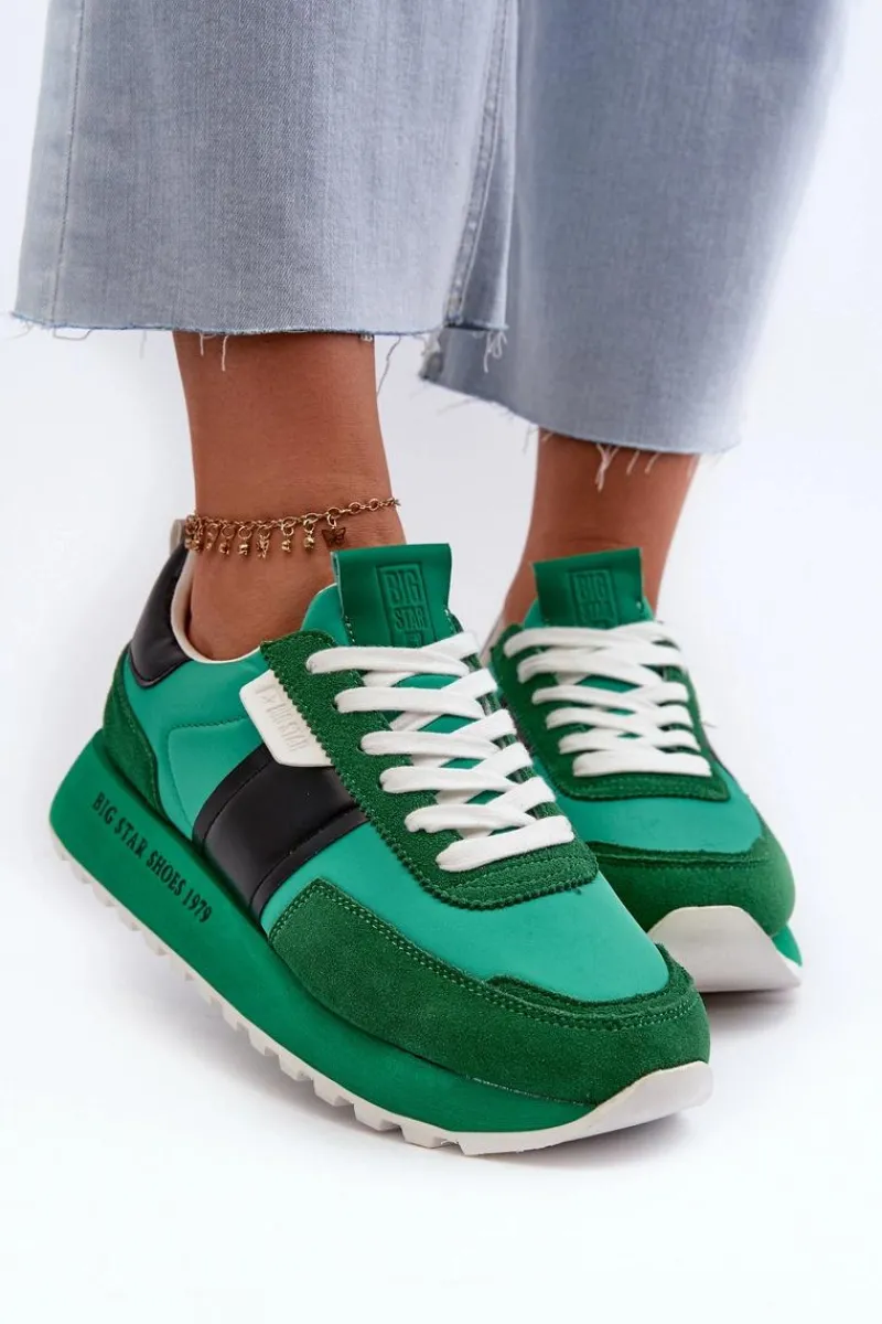 Online Sneakersy Damskie Na Platformie Big Star NN274501 Memory Foam System Zielone Damskie Buty Sportowe Na Platformie|Buty Sportowe Big Star
