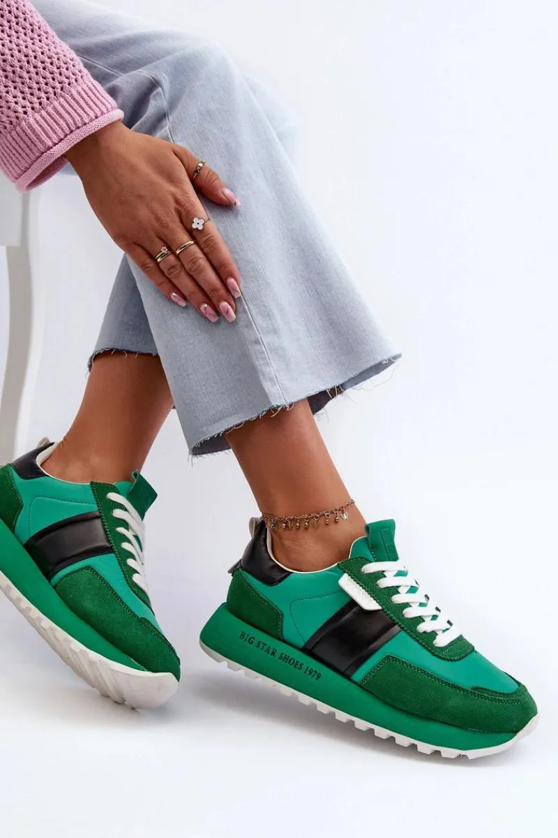 Online Sneakersy Damskie Na Platformie Big Star NN274501 Memory Foam System Zielone Damskie Buty Sportowe Na Platformie|Buty Sportowe Big Star