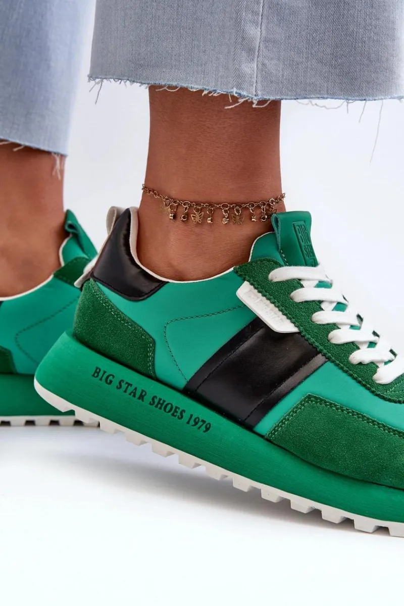 Online Sneakersy Damskie Na Platformie Big Star NN274501 Memory Foam System Zielone Damskie Buty Sportowe Na Platformie|Buty Sportowe Big Star