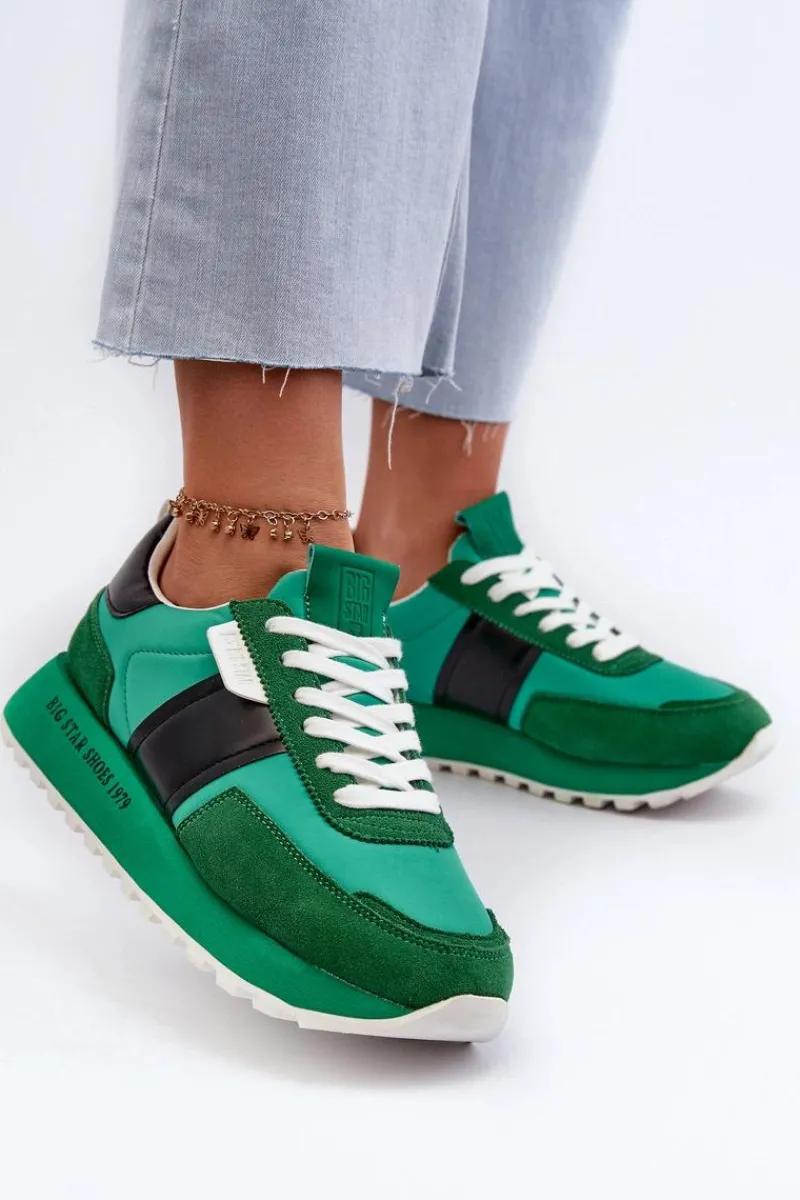 Online Sneakersy Damskie Na Platformie Big Star NN274501 Memory Foam System Zielone Damskie Buty Sportowe Na Platformie|Buty Sportowe Big Star