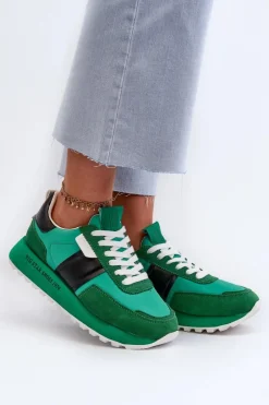 Online Sneakersy Damskie Na Platformie Big Star NN274501 Memory Foam System Zielone Damskie Buty Sportowe Na Platformie|Buty Sportowe Big Star