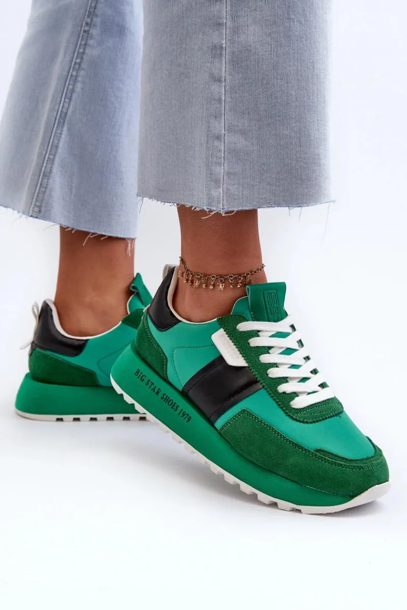 Online Sneakersy Damskie Na Platformie Big Star NN274501 Memory Foam System Zielone Damskie Buty Sportowe Na Platformie|Buty Sportowe Big Star