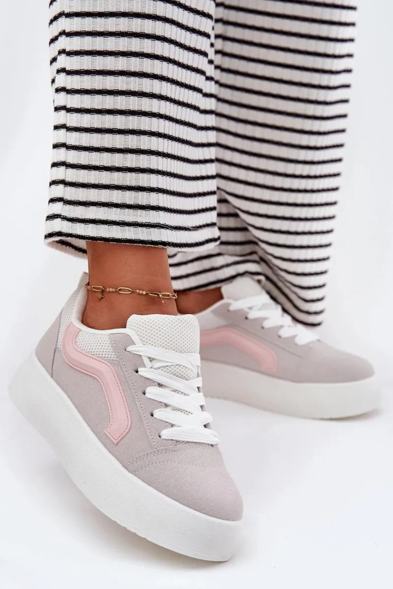 New Boto Sneakersy Damskie Na Platformie Szare Tellnira Szary