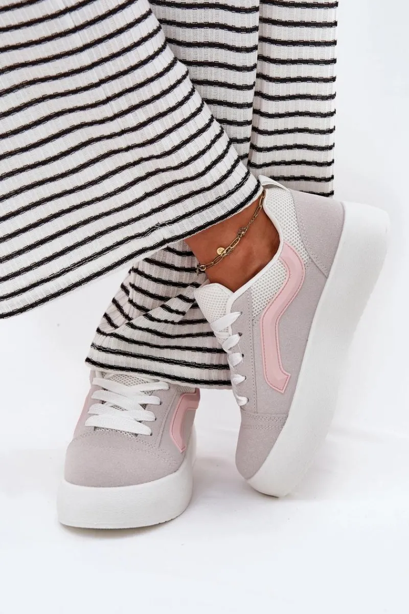 New Boto Sneakersy Damskie Na Platformie Szare Tellnira Szary