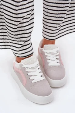 New Boto Sneakersy Damskie Na Platformie Szare Tellnira Szary