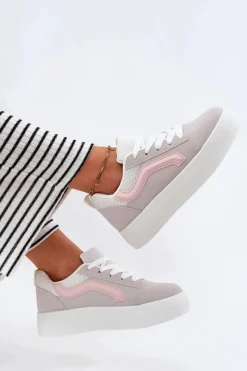 New Boto Sneakersy Damskie Na Platformie Szare Tellnira Szary