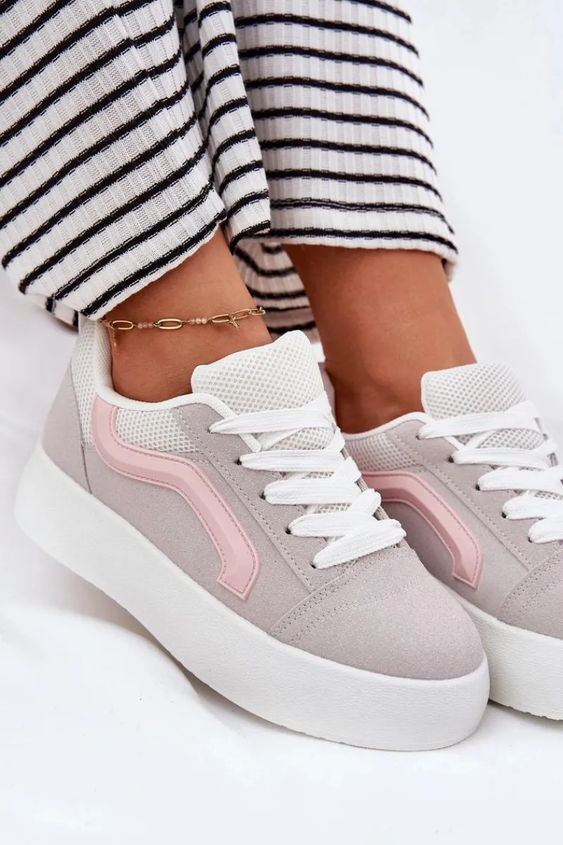 New Boto Sneakersy Damskie Na Platformie Szare Tellnira Szary