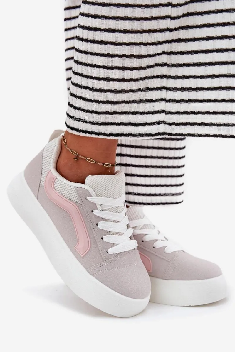 New Boto Sneakersy Damskie Na Platformie Szare Tellnira Szary