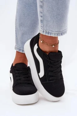 Buty Sportowe Na Platformie|Sneakersy Damskie></noscript>Boto Sneakersy Damskie Na Platformie Czarne Tellnira Czarny