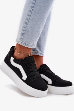 Buty Sportowe Na Platformie|Sneakersy Damskie></noscript>Boto Sneakersy Damskie Na Platformie Czarne Tellnira Czarny