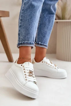 Buty Sportowe Na Platformie|Sneakersy Damskie>Boto Sneakersy Damskie Na Platformie Z Misiem Białe Vailina