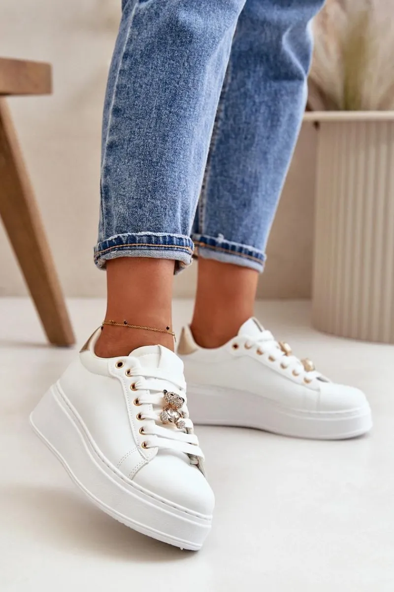 Buty Sportowe Na Platformie|Sneakersy Damskie>Boto Sneakersy Damskie Na Platformie Z Misiem Białe Vailina