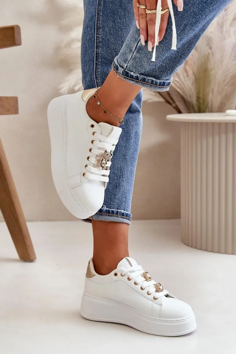 Buty Sportowe Na Platformie|Sneakersy Damskie>Boto Sneakersy Damskie Na Platformie Z Misiem Białe Vailina