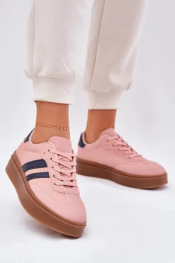 Hot Sneakersy Damskie Na Platformie Z Eko Skóry Różowe Ediriella Damskie Sneakersy Damskie