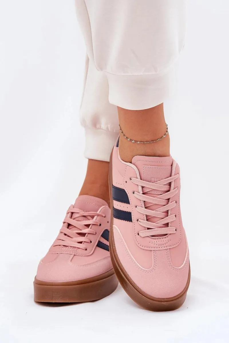 Hot Sneakersy Damskie Na Platformie Z Eko Skóry Różowe Ediriella Damskie Sneakersy Damskie