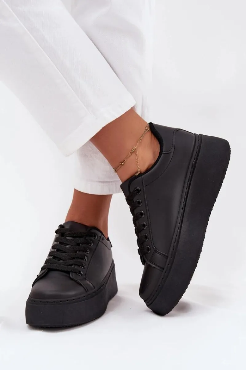Discount Sneakersy Damskie Na Platformie Czarne Sallira Damskie Buty Sportowe Na Platformie|Sneakersy Damskie