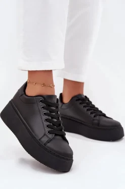 Discount Sneakersy Damskie Na Platformie Czarne Sallira Damskie Buty Sportowe Na Platformie|Sneakersy Damskie