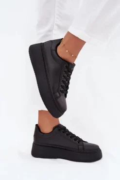Discount Sneakersy Damskie Na Platformie Czarne Sallira Damskie Buty Sportowe Na Platformie|Sneakersy Damskie