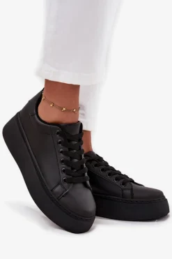 Discount Sneakersy Damskie Na Platformie Czarne Sallira Damskie Buty Sportowe Na Platformie|Sneakersy Damskie
