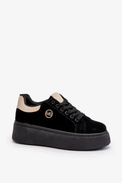 Sale Boto Sneakersy Damskie Na Platformie Czarne Eshen