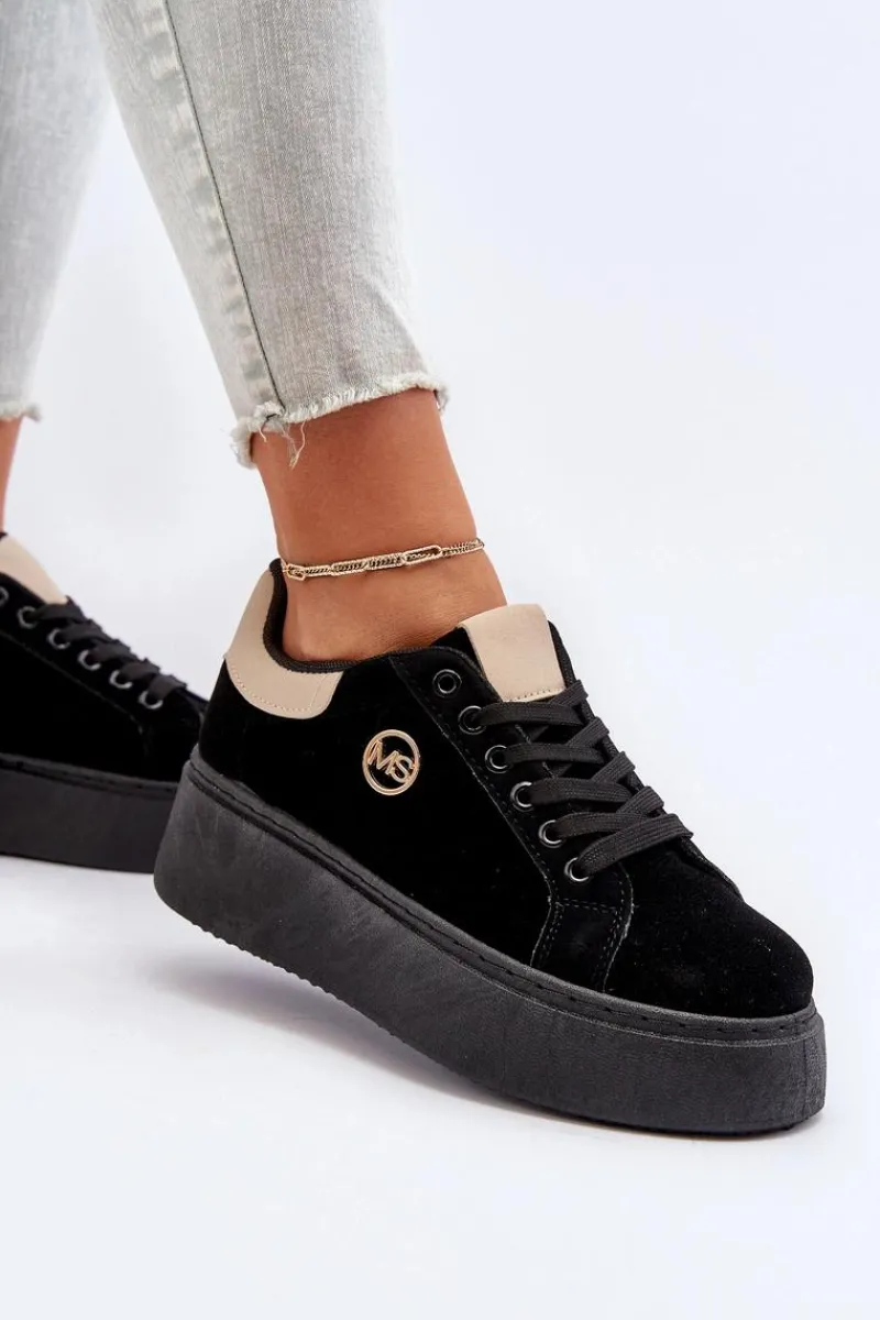 Sale Boto Sneakersy Damskie Na Platformie Czarne Eshen