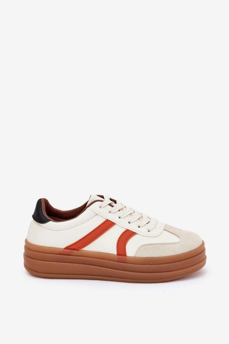 Sneakersy Damskie>Evento Sneakersy Damskie Na Platformie Beżowe Tolianna Beżowy