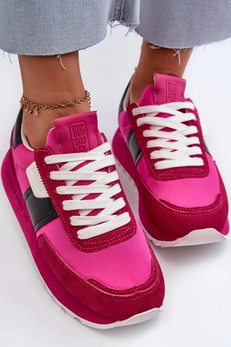 Big Star Shoes Sneakersy Damskie Na Platformie Big Star NN274500 Memory Foam System Fuksja