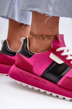 Big Star Shoes Sneakersy Damskie Na Platformie Big Star NN274500 Memory Foam System Fuksja