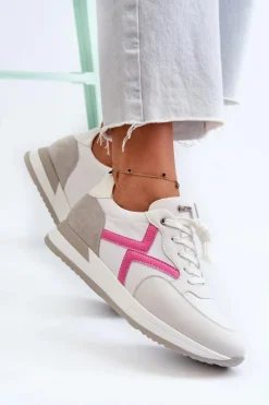 Sale INBLU Sneakersy Damskie Na Platformie IN000362 Białe