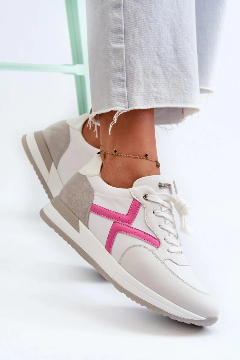 Sale INBLU Sneakersy Damskie Na Platformie IN000362 Białe